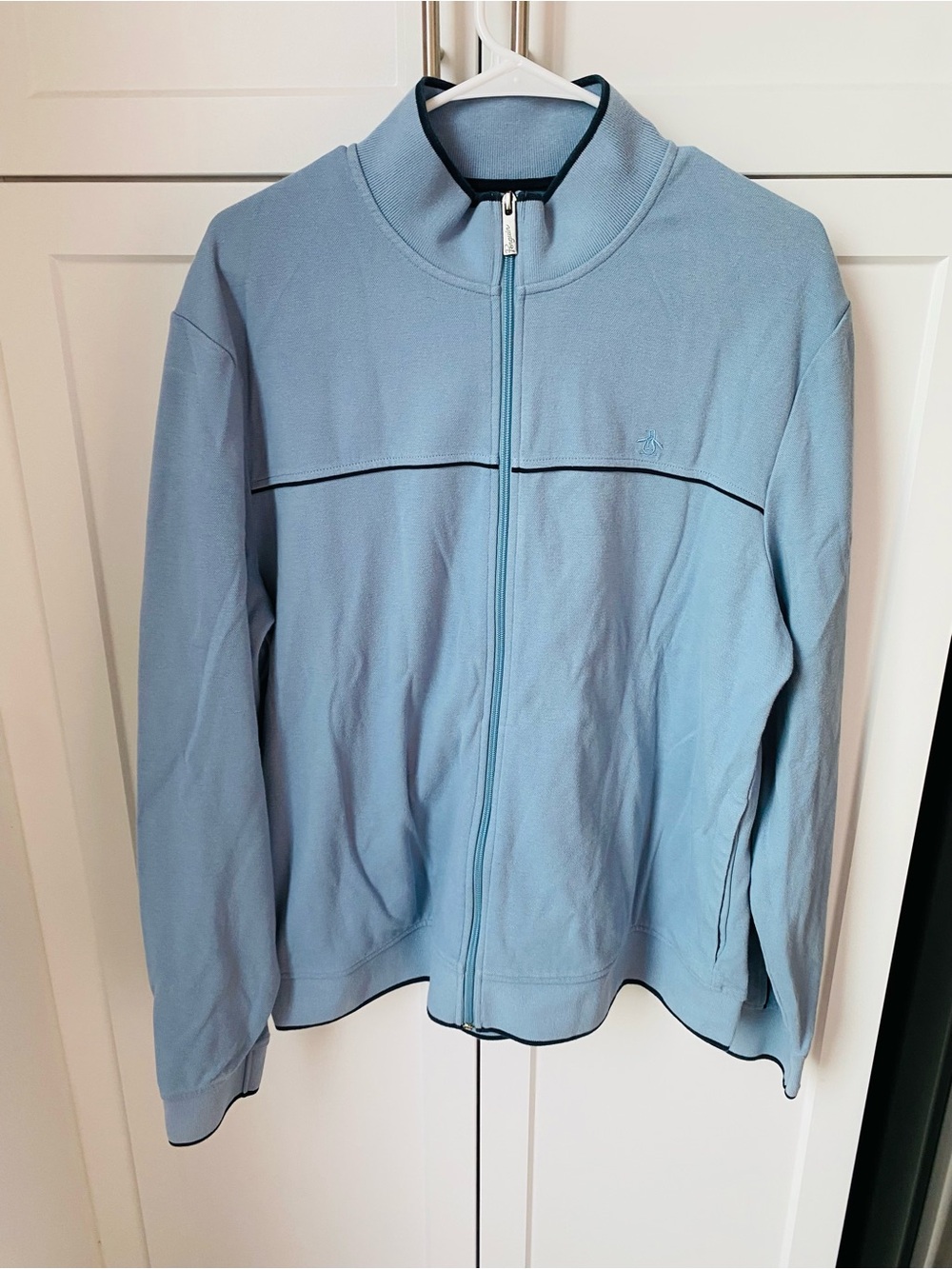 Original penguins mens XL light blue zip up jacket